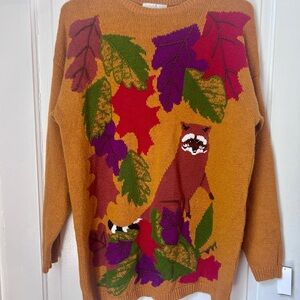 Vintage Autumn Red Panda Sweater by Suburbans. Size M